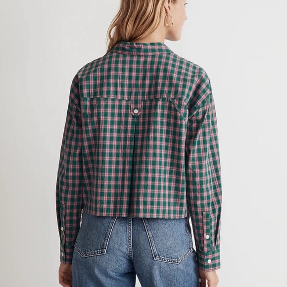 Madewell The Signature Poplin Crop Shirt in Plaid - Picture 3 of 6